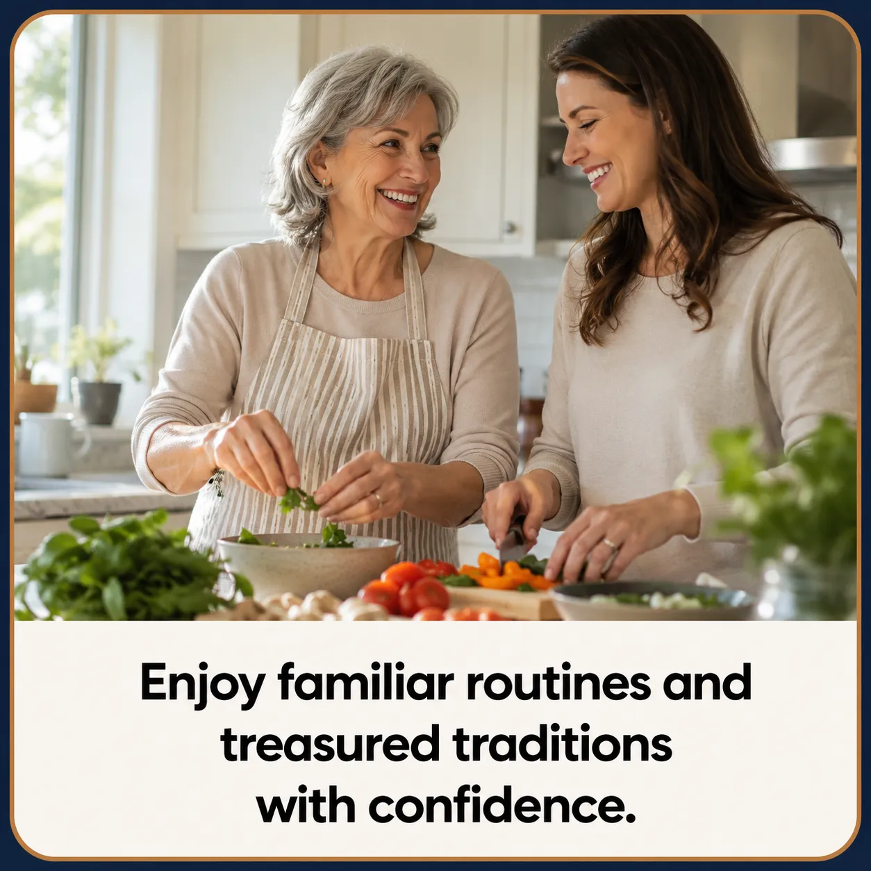 Mother and daughter cooking together